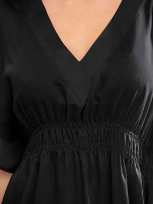 Prześwitująca tunika plażowa z dekoltem w serek bonprix