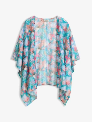 Prześwitujące kimono plażowe BonPrix niebieski