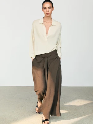Prześwitujące Spódnicospodnie Z Lnu - Brązowy - Massimo Dutti - Female
