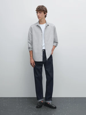 Przetykana Koszula O Kroju Regular Fit - Średni Niebieski - - Massimo Dutti - Mężczyzna