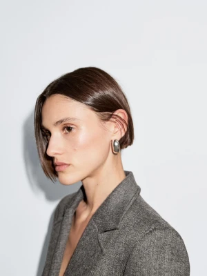 Przetykana Marynarka Od Garnituru Z Paskiem - Szary - - Massimo Dutti - Kobieta