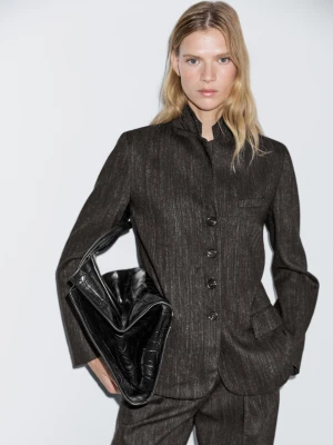 Przetykana Marynarka Z Mieszanki Wełny - Czarny - - Massimo Dutti - Kobieta