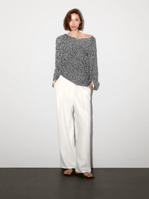 Przetykany Sweter Z Dzianiny Ze 100% Bawełny - Surowy - - Massimo Dutti - Kobieta