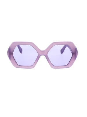 Przezroczyste fioletowe okulary przeciwsłoneczne w kształcie sześciokąta Ambush