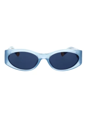 Przezroczyste niebieskie okulary przeciwsłoneczne w kształcie owalu z granatowymi soczewkami Jacquemus