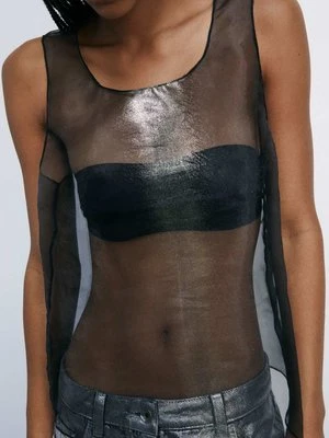 Przezroczysty top z metalicznym połyskiem PATRIZIA PEPE