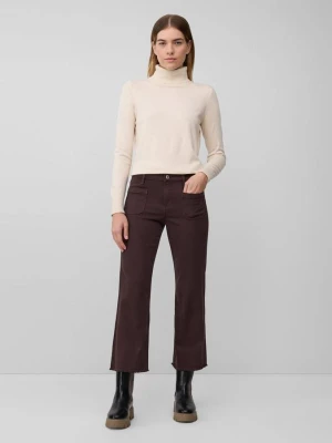 Przycięte dżinsy / slim fit / średni stan / rozszerzana nogawka / otwarty dół s.Oliver brązowy