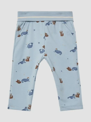 Przytulne spodnie unisex do biegania z wywijanym pasem s.Oliver niebieski
