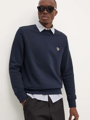 PS Paul Smith bluza bawełniana męska kolor granatowy gładka