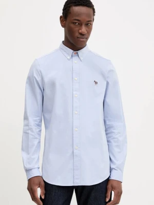 PS Paul Smith koszula bawełniana męska kolor niebieski slim z kołnierzykiem button-down M2R-599R-PZEBRA