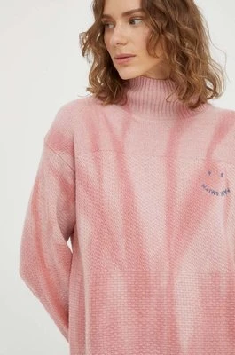 PS Paul Smith sweter wełniany damski kolor różowy z golfem