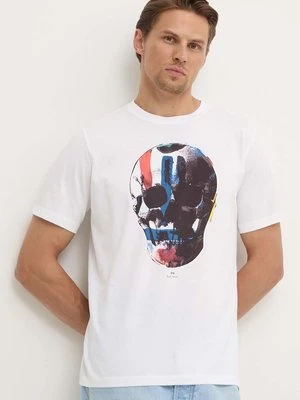 PS Paul Smith t-shirt bawełniany męski kolor biały z nadrukiem M2R.011R.NP4685