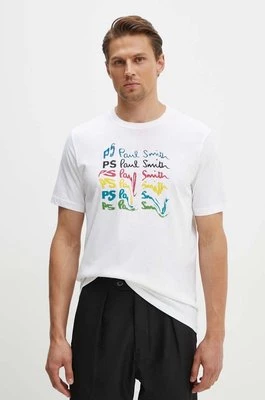 PS Paul Smith t-shirt bawełniany męski kolor biały z nadrukiem M2R.011R.NP4697