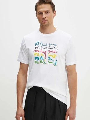 PS Paul Smith t-shirt bawełniany męski kolor biały z nadrukiem M2R.011R.NP4697