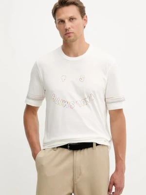 PS Paul Smith t-shirt bawełniany męski kolor biały z nadrukiem M2R-220X-TP5422