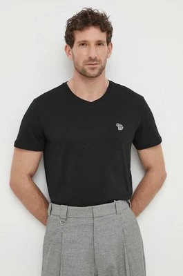 PS Paul Smith t-shirt bawełniany męski kolor czarny z aplikacją