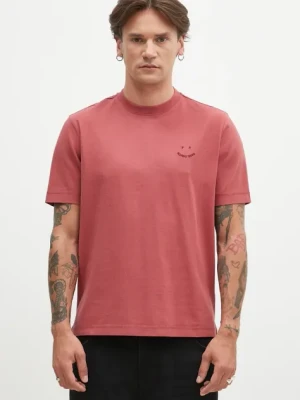 PS Paul Smith t-shirt bawełniany męski kolor różowy z aplikacją M2R.965XE.N22116