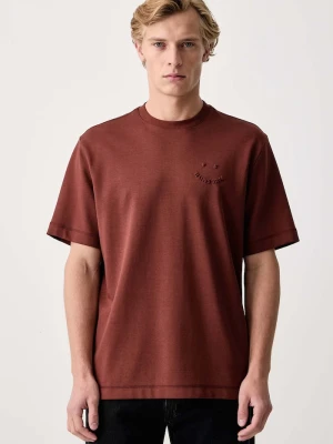 PS Paul Smith T-shirt męski bawełniany z elastanem brązowy