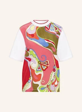 Pucci T-Shirt Z Mieszanki Materiałów weiss