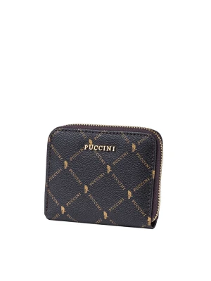 Puccini Portfel "Monogram" w kolorze czarno-karmelowym - 11 x 10 x 2 cm rozmiar: onesize