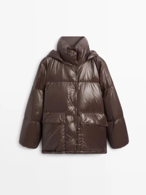 Puchowa Kurtka Ze Stójką - Brązowy - Massimo Dutti - Female