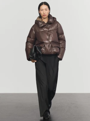 Puchowa Kurtka Ze Stójką - Brązowy - Massimo Dutti - Female