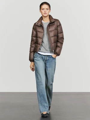 Puchowa Kurtka Ze Stójką - Popielaty Brąz - Massimo Dutti - Female