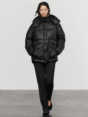Puchowy Model Kurtki Z Detalem Kieszeni - Czarny - Massimo Dutti - Female