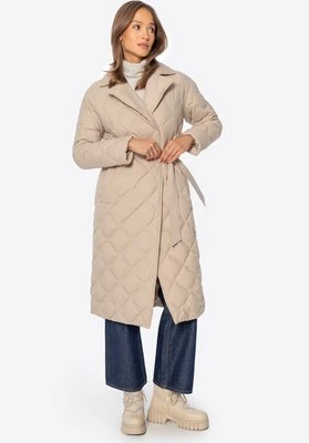 Puchowy płaszcz z naturalnym wypełnieniem kremowy Wittchen