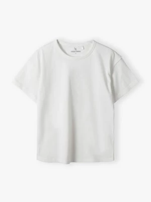 Pudełkowy biały t-shirt dla dziewczynki - Lincoln&Sharks Lincoln & Sharks by 5.10.15.