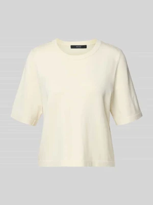 Pudełkowy krój, dzianinowy T-shirt z mieszanka wiskozy model 'VMSILJE' Vero Moda Beżowy