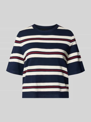 Pudełkowy krój, dzianinowy T-shirt z mieszanka wiskozy model 'VMSILJE' Vero Moda Ciemnoniebieski