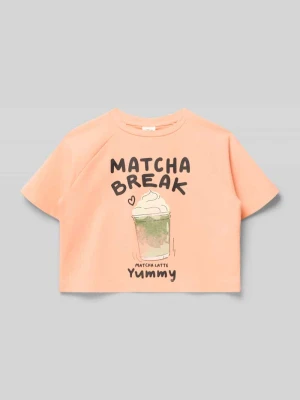 pudełkowy krój t-shirt z mieszanka bawełny s.Oliver Morelowy