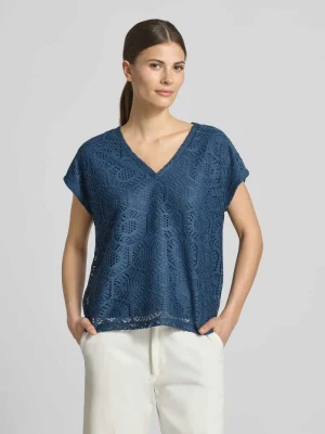 Pudełkowy krój t-shirt z półprzezroczystym obszyciem model 'IRIS' Vero Moda