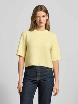 Pudełkowy krój T-shirt z prążkowanej dzianiny z dodatkiem wełny Model 'SILLY' Pieces