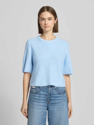 Pudełkowy krój T-shirt z prążkowanej dzianiny z dodatkiem wełny Model 'SILLY' Pieces