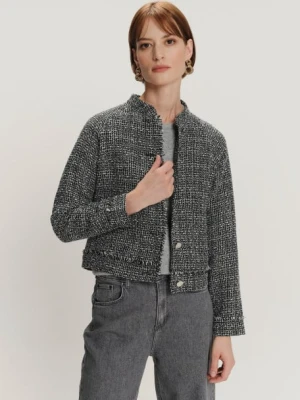 Pudełkowy krótki żakiet czarno-biały Greenpoint
