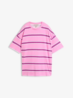 Pudełowy T-shirt z mieszanki bawełny z wiskozą BonPrix różowy