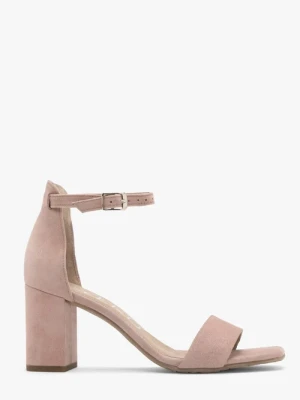 Pudrowo-różowe sandały na obcasie Ryłko