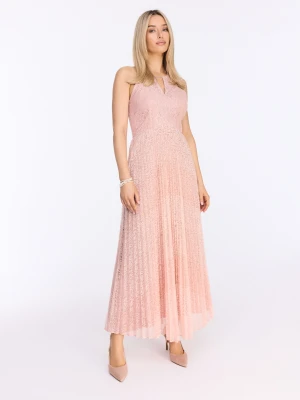 Pudroworóżowa koronkowa sukienka TARANKO