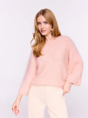 Pudroworóżowy delikatny sweter z moheru TARANKO