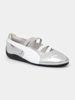 Puma baleriny skórzane Speedcat Ballet kolor srebrny 401581