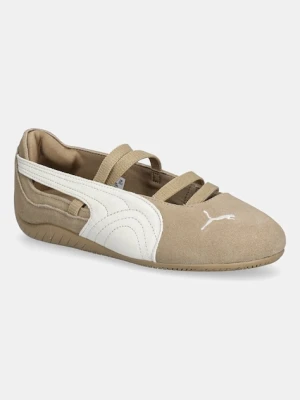 Puma baleriny zamszowe Speedcat Ballet kolor brązowy 406758