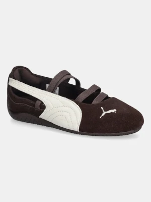 Puma baleriny zamszowe Speedcat Ballet kolor brązowy 406758