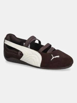 Puma baleriny zamszowe Speedcat Ballet kolor brązowy 406758
