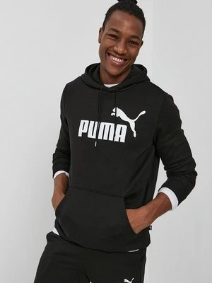 Puma Bluza 586686 męska kolor czarny z kapturem z nadrukiem