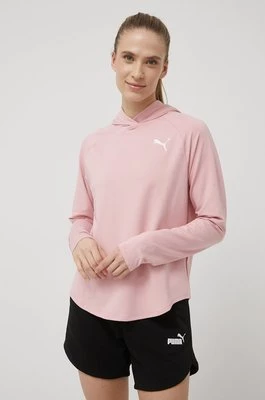 Puma bluza damska kolor różowy z kapturem gładka 586858