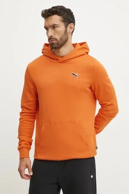 Puma bluza bawełniana BETTER ESSENTIALS męska kolor pomarańczowy z kapturem gładka 676814