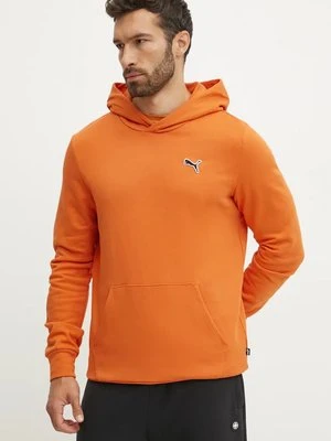 Puma bluza bawełniana BETTER ESSENTIALS męska kolor pomarańczowy z kapturem gładka 676814