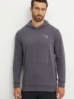 Puma bluza bawełniana BETTER ESSENTIALS męska kolor szary z kapturem gładka 676814